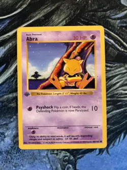 POKEMON 1st Edition Shadowless Base Set ABRA 43/102 Common HP Vintage WOTC - Image 3