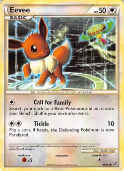 Eevee 48/90 Common HGSS Undaunted Pokemon Lightly Played - Image 1