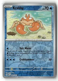 Krabby 098/165 Common 151 Pokemon Reverse Holo Near Mint - Image 1