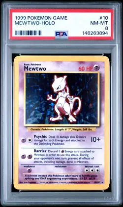 1999 POKEMON GAME 10 MEWTWO-HOLO PSA 8 - Image 1