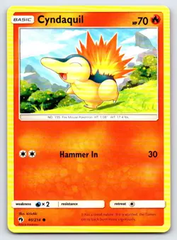 Cyndaquil 40/214 Common Lost Thunder Pokemon Near Mint - Image 1
