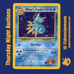 1999 POKEMON MISTY’S SEADRA #9/132 HOLO WOTC PROMO - PRERELEASE STAMP - MP - Image 1