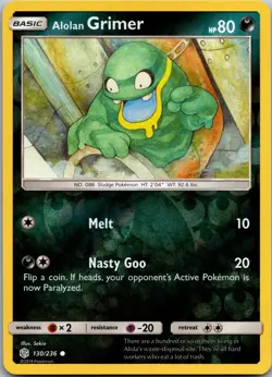 Alolan Grimer 130/236 Common Cosmic Eclipse Pokemon Reverse Holo Near Mint - Image 1