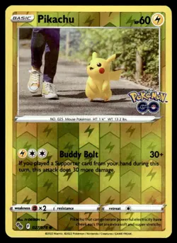 Pikachu 027/078 Common Pokemon GO Pokemon Reverse Holo NM - Image 1