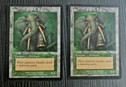 MTG 2x Odyssey Elephant Token with Magic: The Gathering Back Played - Image 1