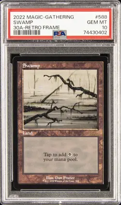 2022 MAGIC: THE GATHERING 30TH ANNIVERSARY EDITION RETRO FRAME #588 SWAMP PSA 10 - Image 1