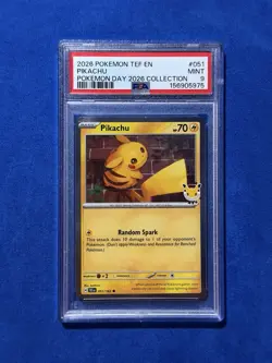 2026 Pokemon Day 30th Anniversary Pikachu 051/162 Promo Card Stamped PSA 9 - Image 2