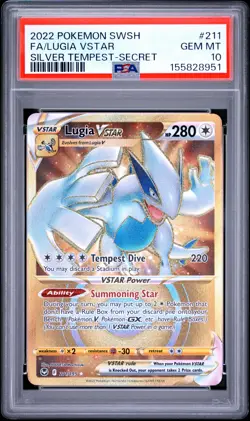 2022 POKEMON SWORD & SHIELD SILVER TEMPEST SECRET FULL ART/LUGIA VSTAR PSA 10 - Image 1