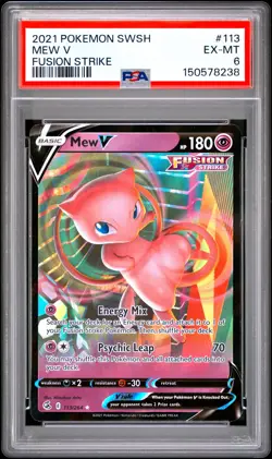 2021 POKEMON SWORD & SHIELD FUSION STRIKE #113 MEW V PSA 6 - Image 1