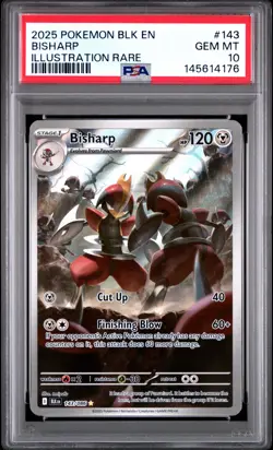 2025 POKEMON BLK EN-BLACK BOLT ILLUSTRATION RARE #143 BISHARP PSA 10 - Image 1
