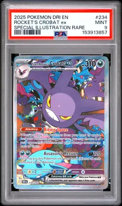 2025 POKEMON DRI SPECIAL ILLUSTRATION RARE #234 TEAM ROCKET'S CROBAT EX PSA 9 - Image 1