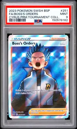 2023 POKEMON SWSH BLACK STAR PROMO #251 FULL ART/BOSS'S ORDERS PSA 9 - Image 1