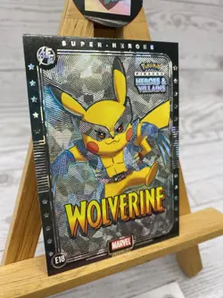 Pikachu as Cosplay Wolverine Box Hit Heroes & Villains Non- Pokemon Fan Art Card - Image 2