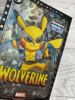 Pikachu as Cosplay Wolverine Box Hit Heroes & Villains Non- Pokemon Fan Art Card - Image 3