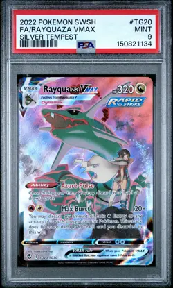 2022 POKEMON SWORD & SHIELD SILVER TEMPEST #TG20 FULL ART/RAYQUAZA VMAX PSA 9 - Image 1