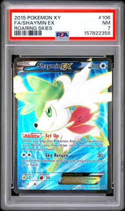 2015 POKEMON XY ROARING SKIES #106 FULL ART/SHAYMIN EX PSA 7 - Image 1