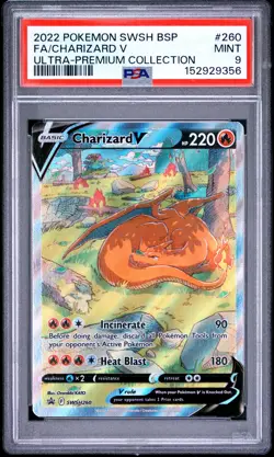 2022 POKEMON SWSH BLACK STAR PROMO #260 FULL ART/CHARIZARD V PSA 9 - Image 1