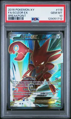 2016 POKEMON XY BREAKPOINT #119 FULL ART/SCIZOR EX PSA 10 - Image 1