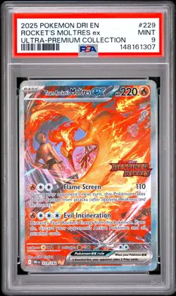 Pokemon Rocket's Moltres Ex Destined Rivals Ultra Premium Collection #229 PSA 9 - Image 1