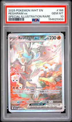 2025 POKEMON WHT EN-WHITE FLARE SPECIAL ILLUSTRATION RARE RESHIRAM EX PSA 10 - Image 1