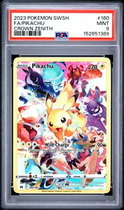 2023 POKEMON SWORD & SHIELD CROWN ZENITH #160 FULL ART/PIKACHU PSA 9 - Image 1