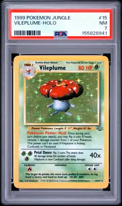 1999 POKEMON JUNGLE #15 VILEPLUME-HOLO PSA 7 - Image 1