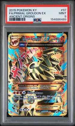 2015 POKEMON XY ANCIENT ORIGINS #97 FULL ART/PRIMAL GROUDON EX PSA 9 - Image 1