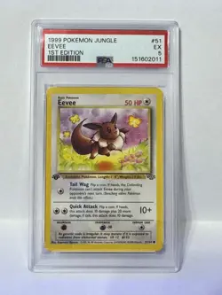 Pokemon 1999 Jungle Eevee 51/64 1st Edition English PSA 5 Common Vintage - Image 1