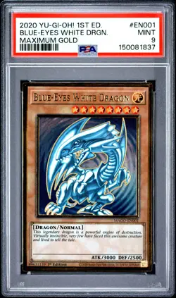 2020 YU-GI-OH! MAXIMUM GOLD 1ST EDITION #EN001 BLUE-EYES WHITE DRAGON PSA 9 - Image 1