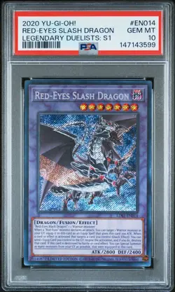 2020 YU-GI-OH! LEGENDARY DUELISTS: SEASON 1 #EN014 RED-EYES SLASH DRAGON PSA 10 - Image 1