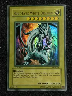 Yugioh Blue Eyes White Dragon LOB-001 1st Edition 2002 North American Wavy Faded - Image 1