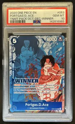 2024 One Piece Portgas D Ace Winner Rare #053 PSA 10 GEM MINT - Image 1