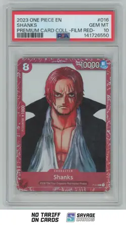 2023 One Piece Premium Card Collection Film Red Shanks PSA 10 #P-016 - Image 1