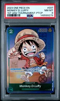 2023 ONE PIECE PROMOS TOURNAMENT-PARTICIPATION #037 MONKEY D. LUFFY PSA 8 - Image 1