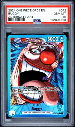 2024 One Piece Emperors in the New World Buggy Leader Alt Art #OP09-042 PSA 10 - Image 1