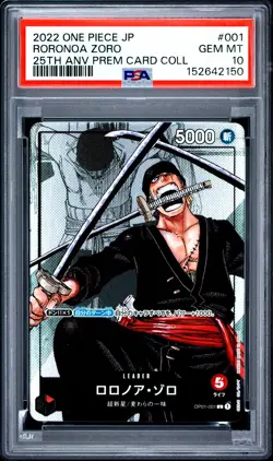 2022 ONE PIECE JAPANESE 25TH ANNIVERSARY PREMIUM COLLECTION RORONOA ZORO PSA 10 - Image 1
