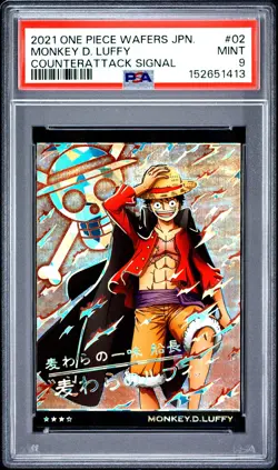 2021 ONE PIECE WAFERS JAPANESE COUNTERATTACK SIGNAL #02 MONKEY D. LUFFY PSA 9 - Image 1