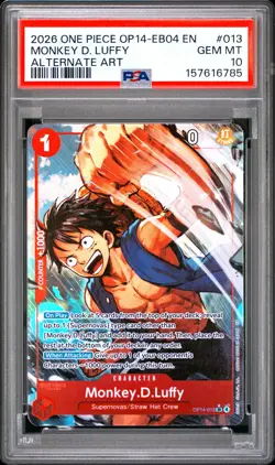 2026 ONE PIECE THE AZURE SEA'S SEVEN ALT ART #013 MONKEY D. LUFFY PSA 10 - Image 1