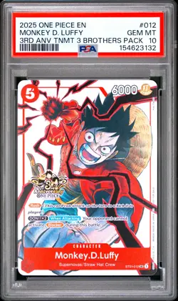 2025 ONE PIECE 3RD ANNIVERSARY TOURNAMENT 3 BROTHERS PACK MONKEY D. LUFFY PSA 10 - Image 1