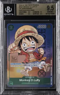 2022-24 ONE PIECE 1ST ANNIVERSARY PARTICIPATION #P037 MONKEY D. LUFFY P BGS 9.5 - Image 1