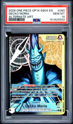 2026 ONE PIECE OP14-EB04-THE AZURE SEA'S SEVEN ALTERNATE ART GECKO MORIA PSA 10 - Image 1
