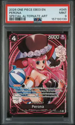 2026 ONE PIECE EB03-EXTRA BOOSTER -ONE PIECE HEROINES EDITION- #045 PERONA PSA 9 - Image 1