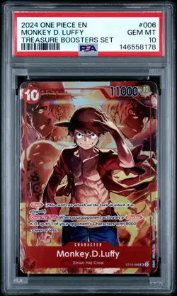 2024 One Piece Monkey.D.Luffy Treasure Boosters Set ST10-006 PSA Gem Mint 10 - Image 1