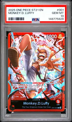 2025 ONE PIECE STARTER DECK ST21-EX GEAR 5 #001 MONKEY D. LUFFY PSA 10 - Image 1