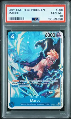 2025 ONE PIECE PRB02-PREMIUM BOOSTER -ONE PIECE THE BEST VOL.2 MARCO PSA 10 - Image 1