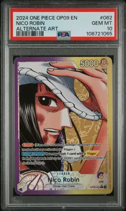 2024 ONE PIECE OP09-EMPERORS IN THE NEW WORLD ALTERNATE ART NICO ROBIN PSA 10 - Image 1