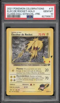 2021 Pokemon FRENCH Celebrations 25 Ans Electhor de Rocket 15/132 PSA 10 GEM - Image 1