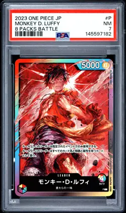 2023 ONE PIECE JAPANESE PROMOS 8 PACKS BATTLE #P MONKEY D. LUFFY PSA 7 - Image 1