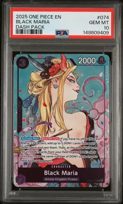 2025 ONE PIECE DASH PACK 2025 #074 BLACK MARIA PSA 10 - Image 1