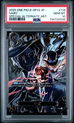 2025 ONE PIECE JAPANESE OP13-CARRYING ON HIS WILL #118 SABO PSA 10 - Image 1